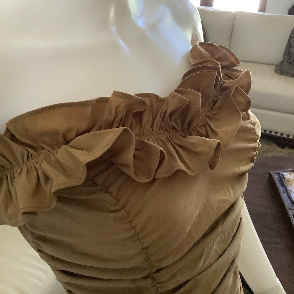 Brown Ruched Bodycon mini dress